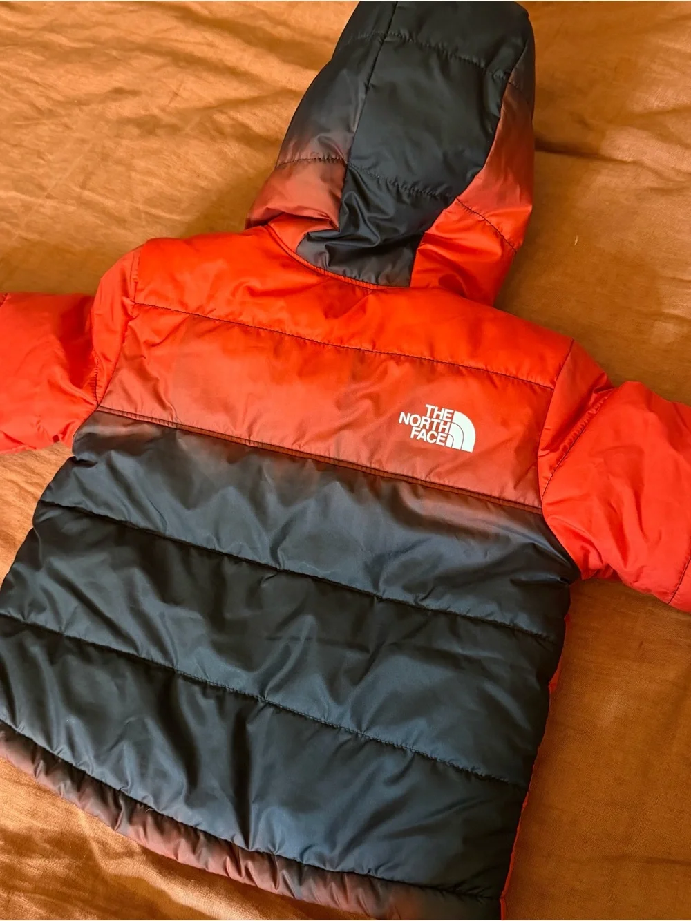 The North Face | Red and Black Hooded Kids Puffer reversible